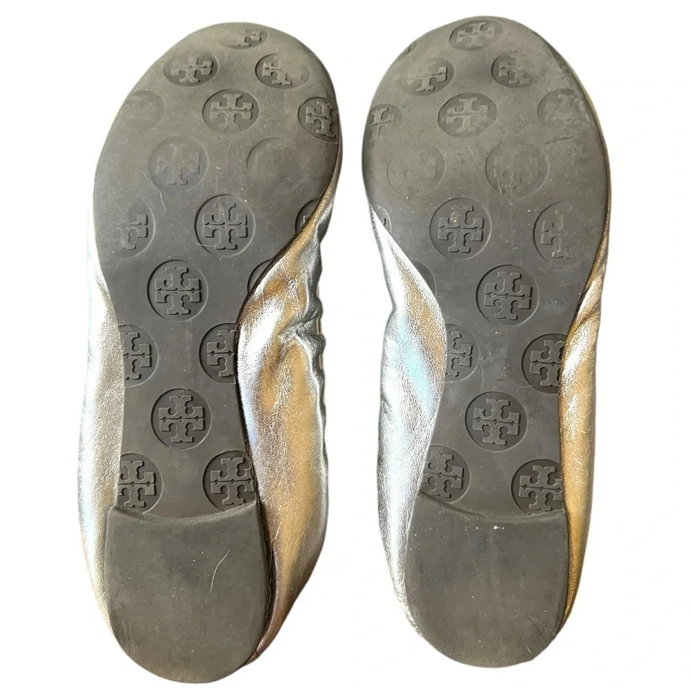Tory Burch Reese Silver Flats with Tassels